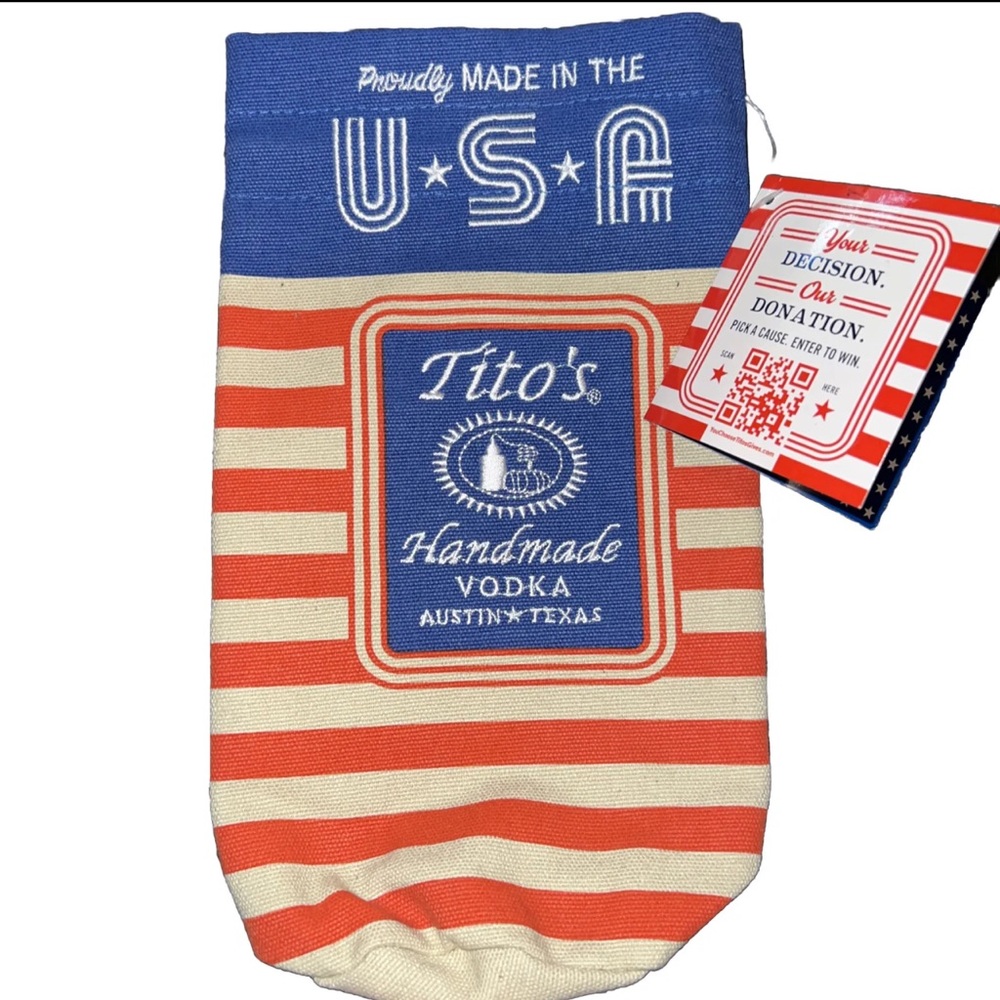 Titos Handmade Vodka Bottle Bag Drawstring Collectible Canvas 750ml Austin Texas